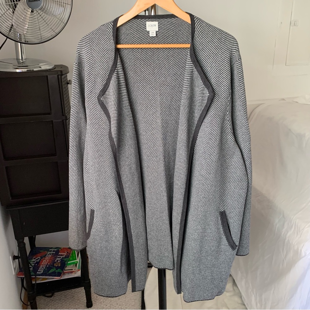 J. Crew Knit Cardigan Sweater Herringbone 2X
